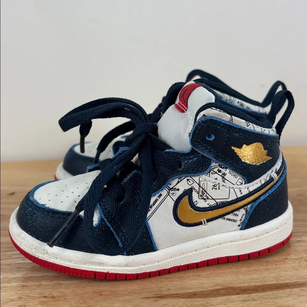 Jordan 1 mid se (td) toddlers' shoes size 6C armoury navy-pale ivory fn1351-400